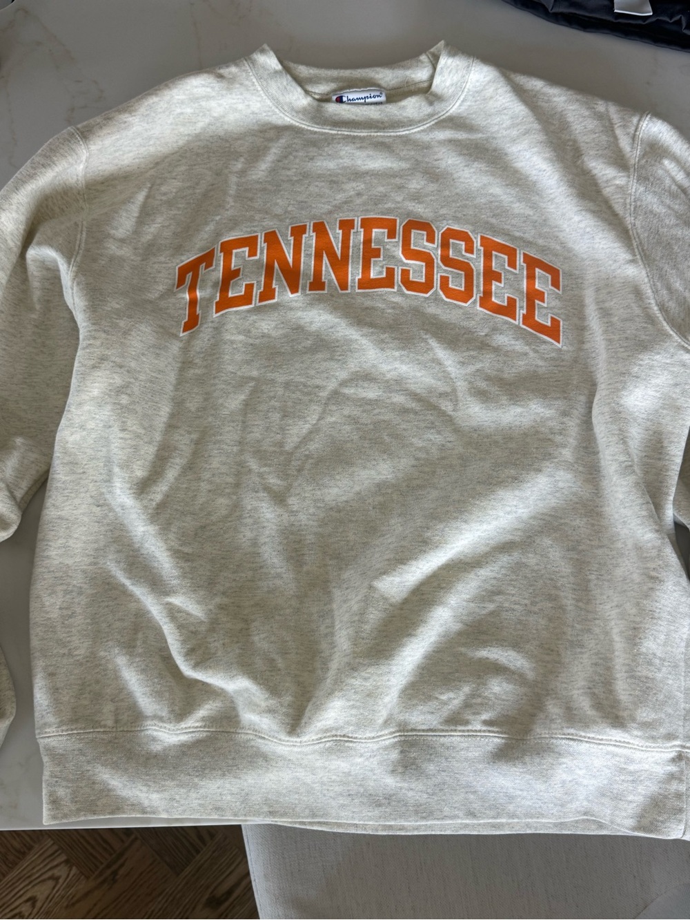 Champion Tennessee Crewneck Sweatshirt - Heather Gray with Orange Lettering